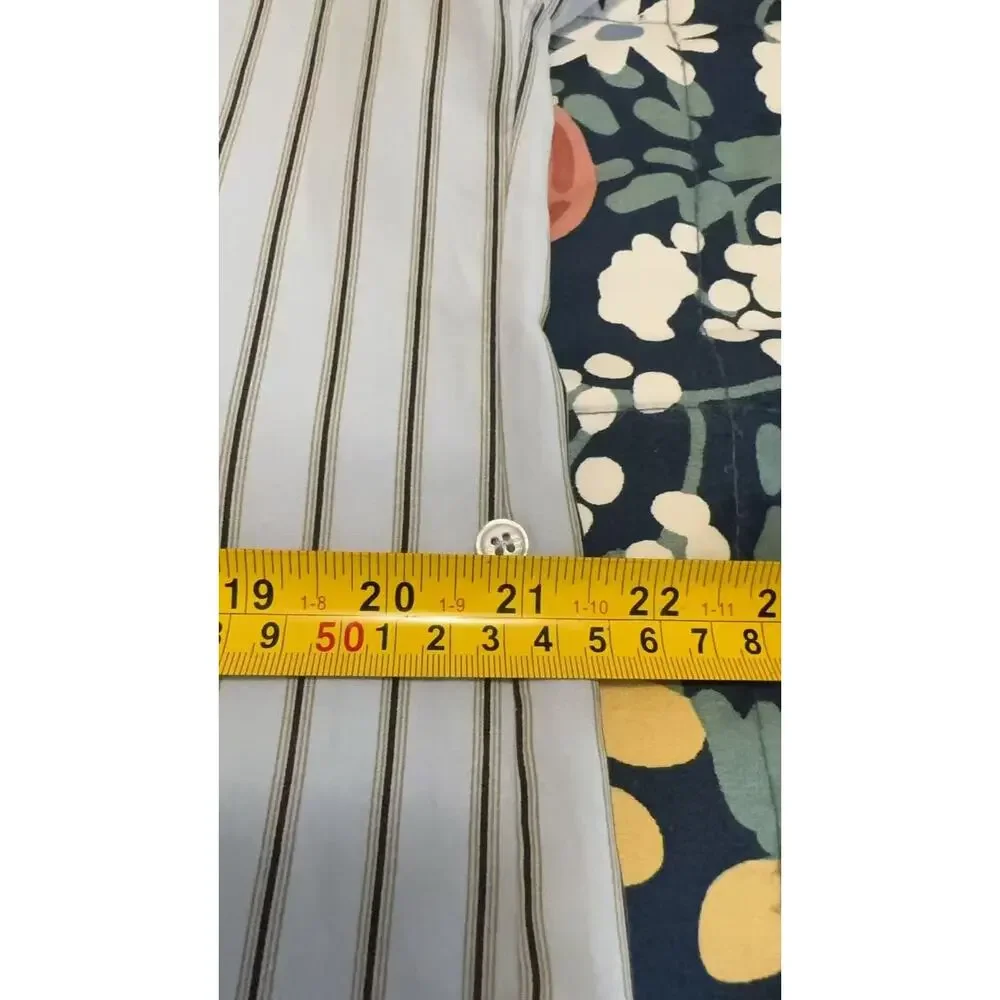 Women's Light Blue Striped Button Down Shirt Long Sleeve Hi-Low Hem Size XL